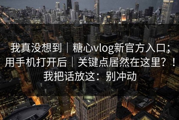 我真没想到｜糖心vlog新官方入口；用手机打开后｜关键点居然在这里？！我把话放这：别冲动