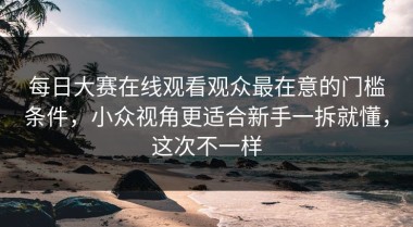 每日大赛在线观看观众最在意的门槛条件，小众视角更适合新手一拆就懂，这次不一样